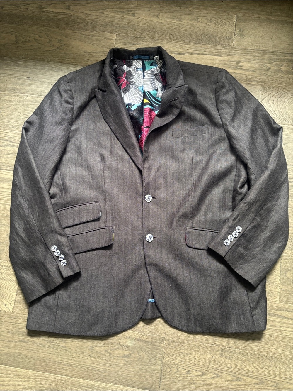 Robert Graham | Classic Fit Grey Sport’s Coat Blazer Floral Lining Size 46